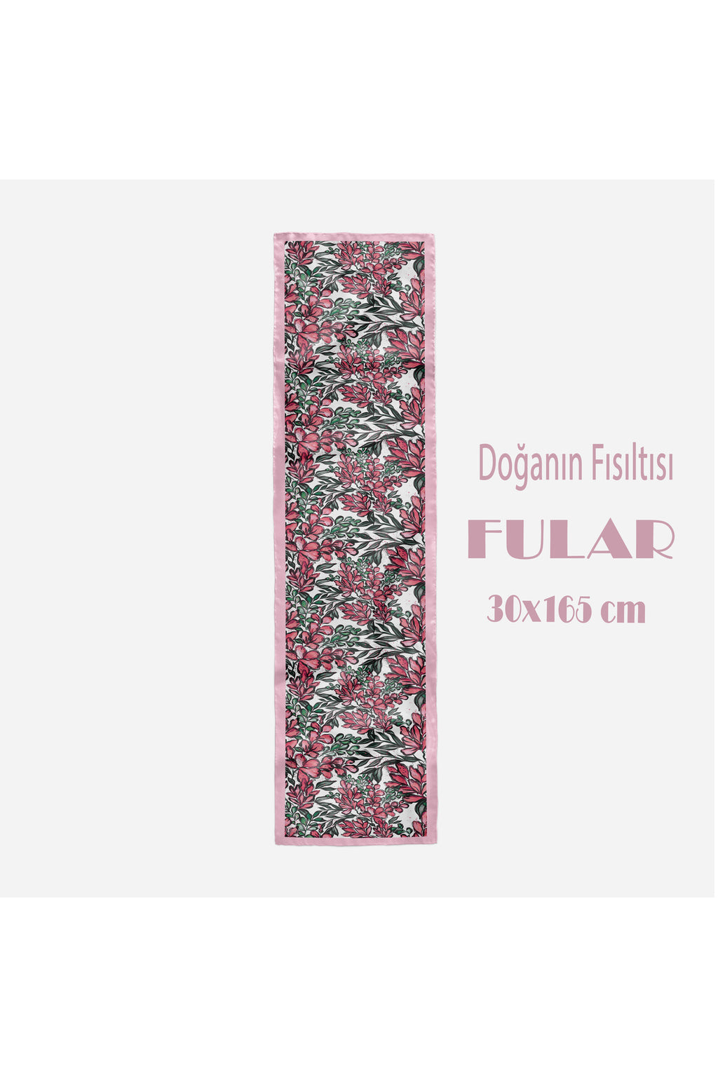 DOĞANIN FISILTISI Desen Şık & Zarif Kadın Aksesuarı Saten Fular 30x165cm - görsel 2