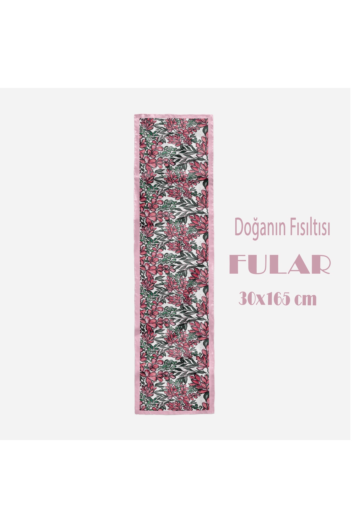 DOĞANIN FISILTISI Desen Şık & Zarif Kadın Aksesuarı Saten Fular 30x165cm - görsel 2