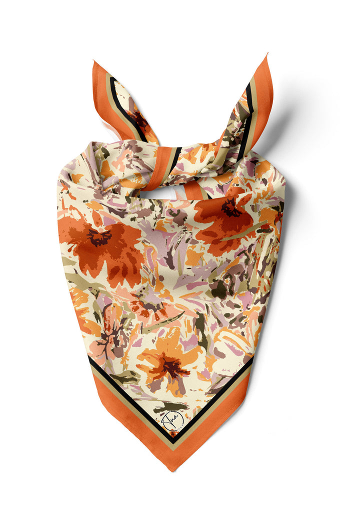 ORANGE FLOWER Desen Bandana/Fular - Çok Renkli