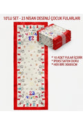 10’lu Paket 23 NİSAN ÇOCUK BAYRAMI TEMALI ÇOCUK FULAR 30x85 cm - Çok Renkli