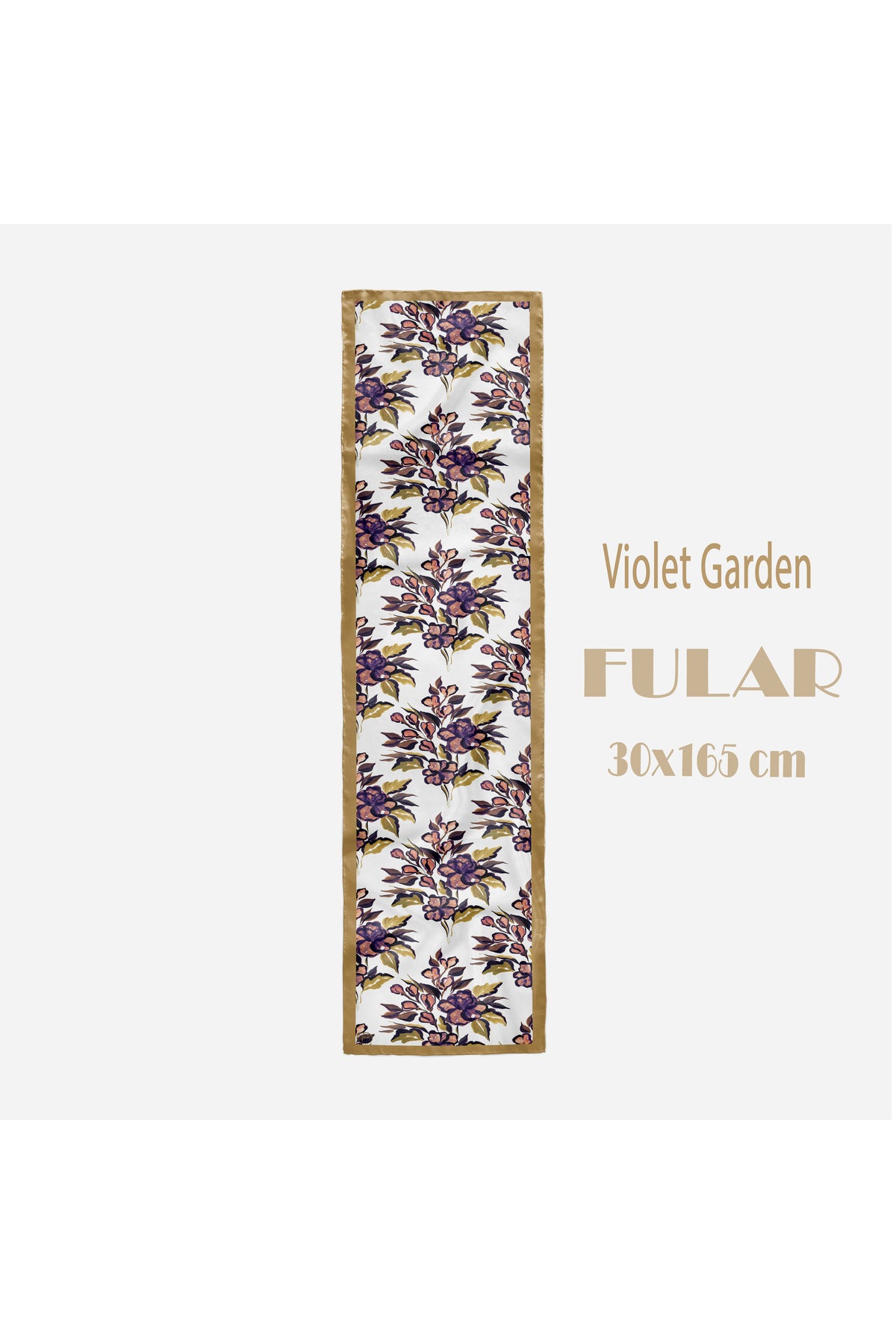 VİOLET GARDEN Desen Şık & Zarif Kadın Aksesuarı Saten Fular 30x165cm - görsel 2