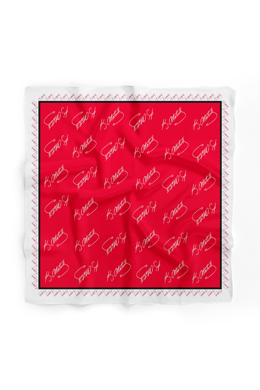 K.Atatürk İmza Desen Bandana/Fular - Kırmızı