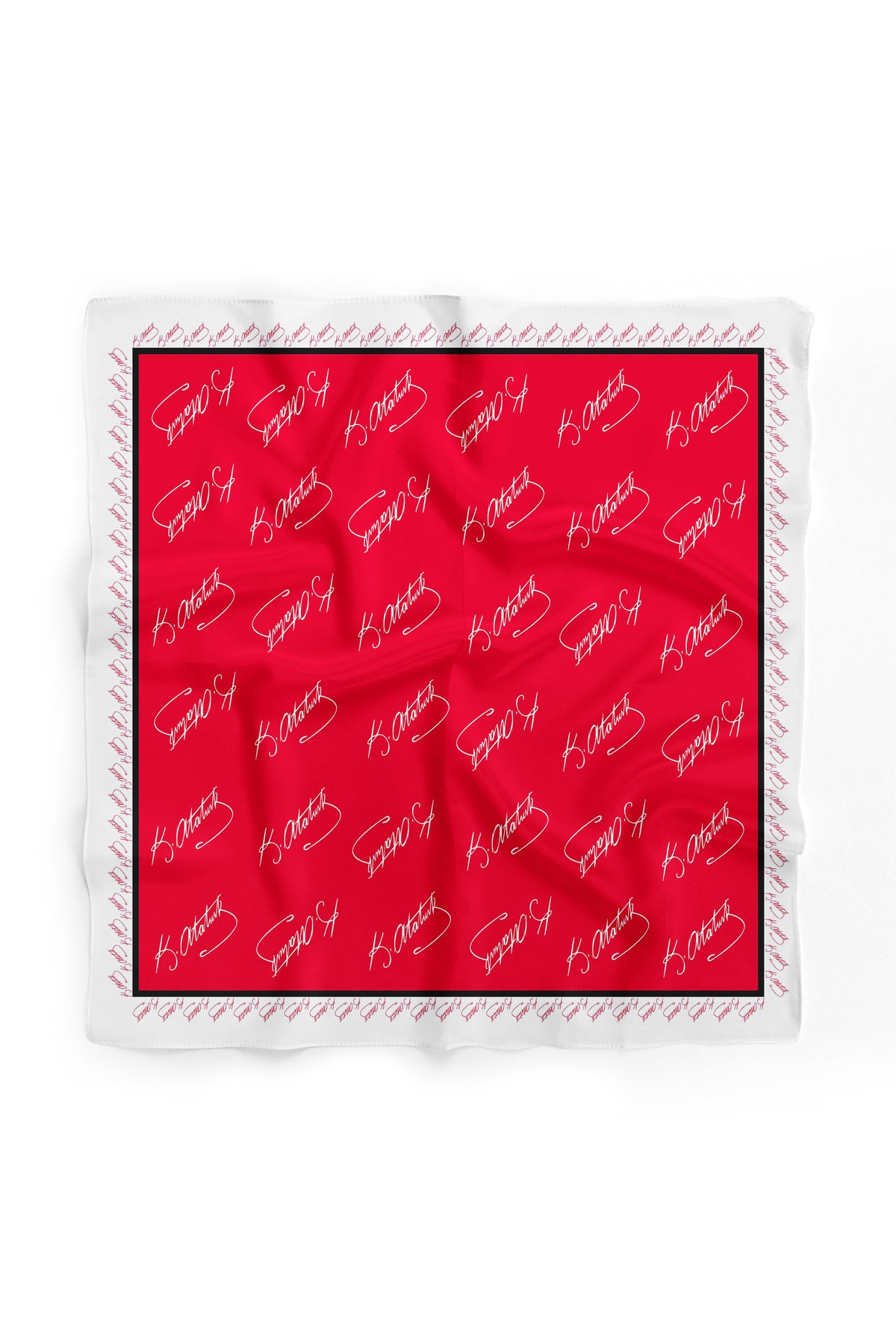 K.Atatürk İmza Desen Bandana/Fular - Kırmızı