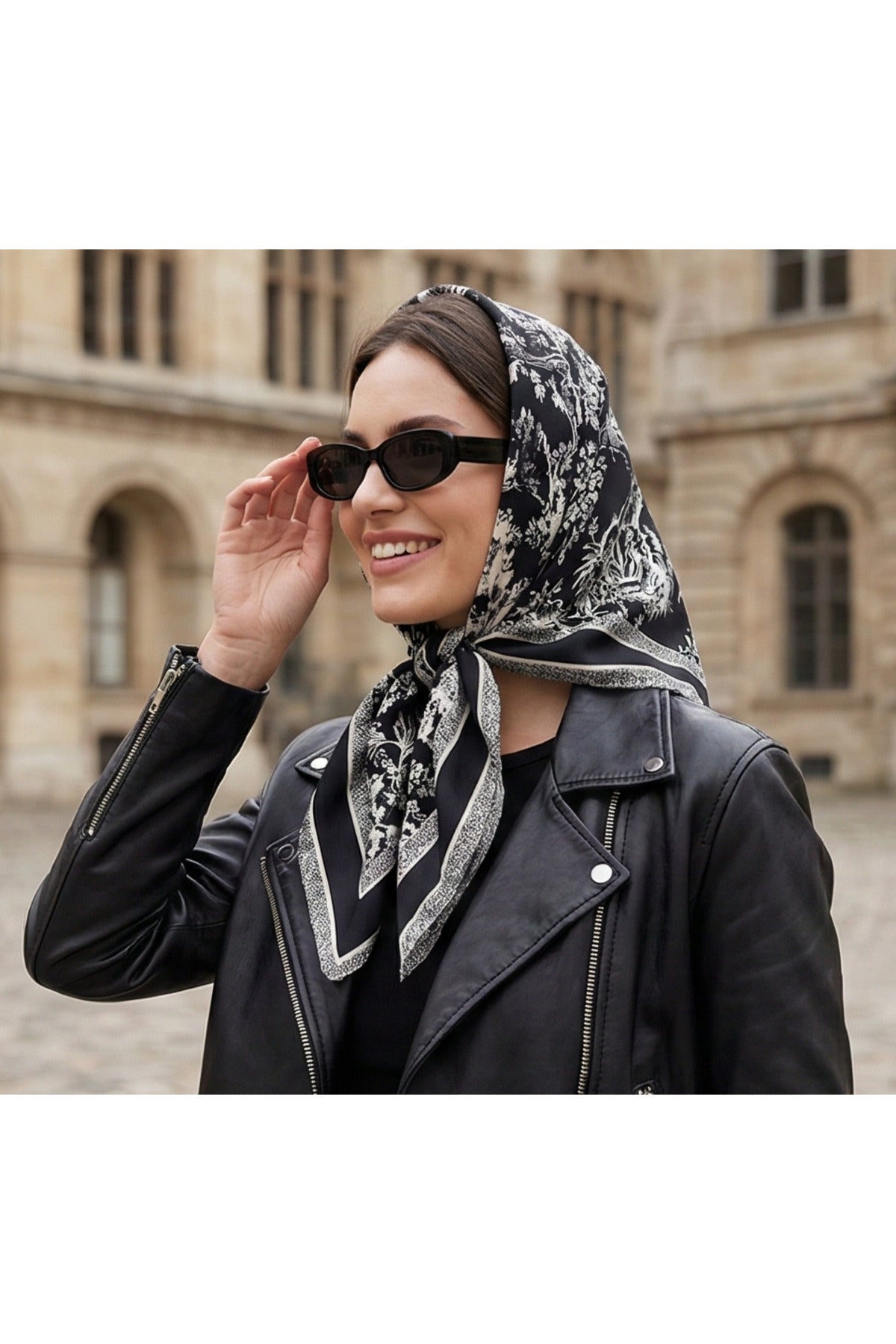 MONOKROM ORMAN Desen 70*70cm Bandana/Fular - görsel 3