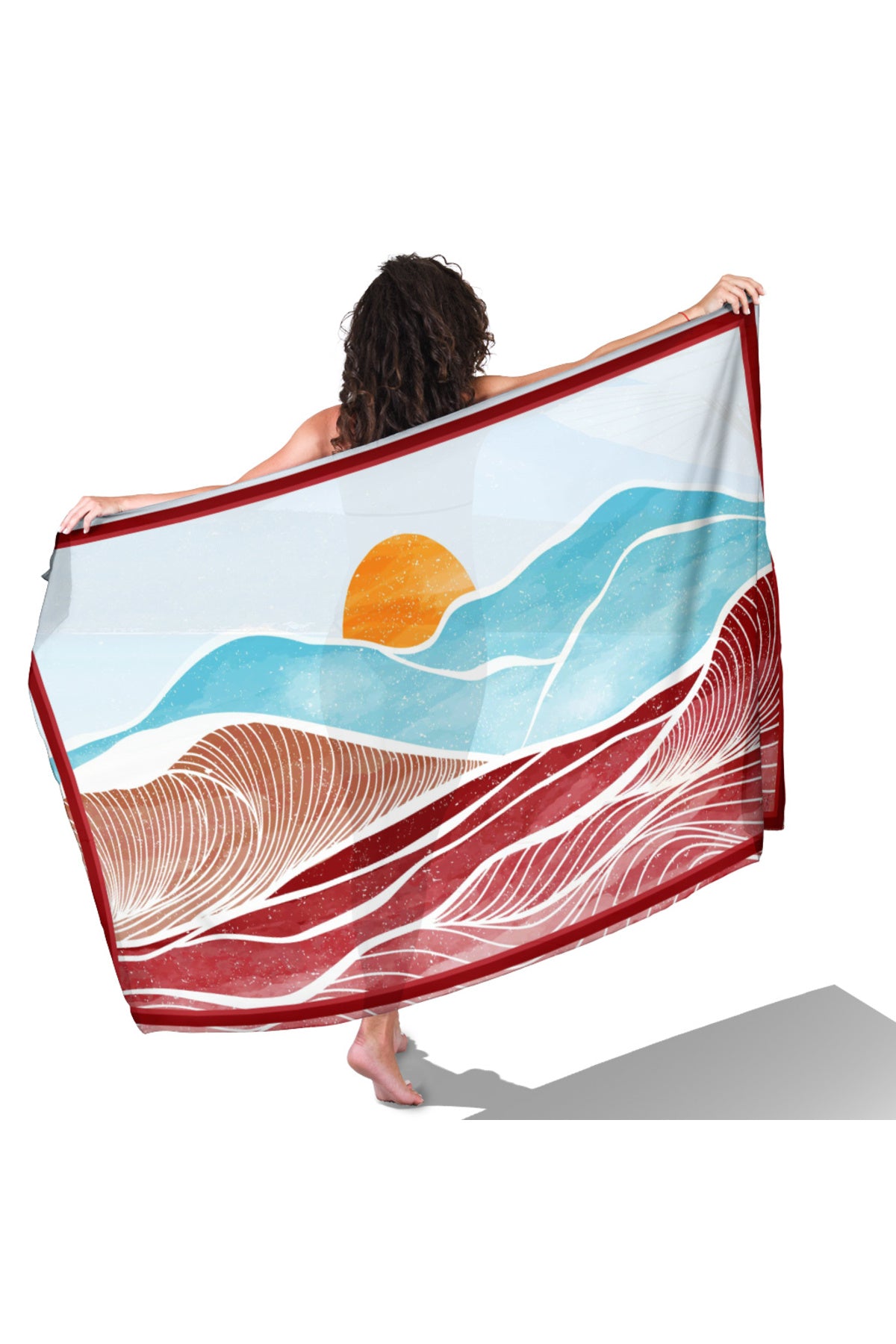 SUNWAVE BORDO Desen İç göstermeyen Saten PAREO - görsel 6