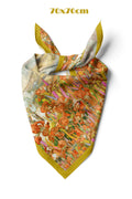 Süsen Bahçesi Koyu Hardal Desen 70*70cm Bandana/Fular - Çok Renkli