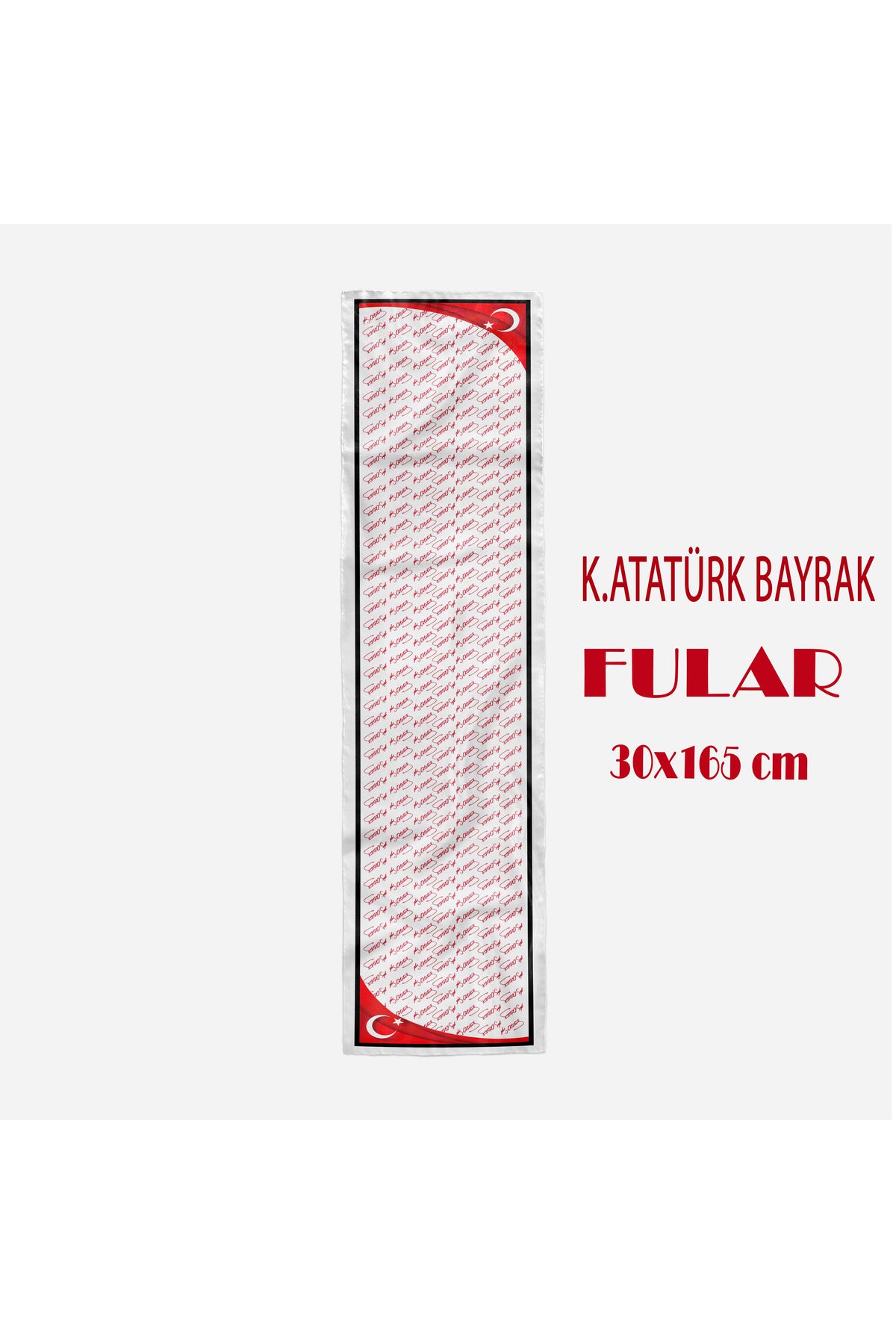 K.ATATÜRK BAYRAK Desen Şık & Zarif Kadın Aksesuarı Saten Fular 30x165cm - görsel 2