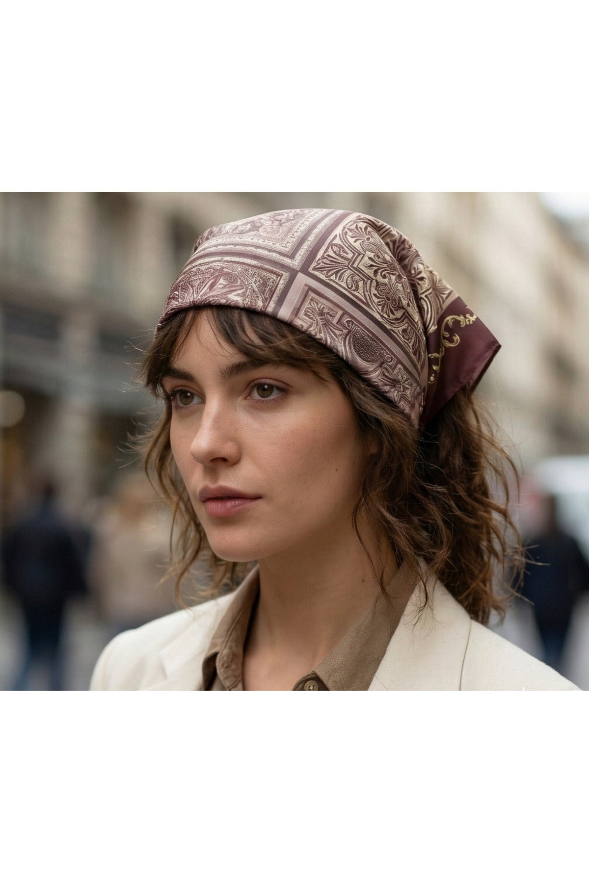 Çini Sırrı Desen 70*70cm Bandana/Fular - Bordo