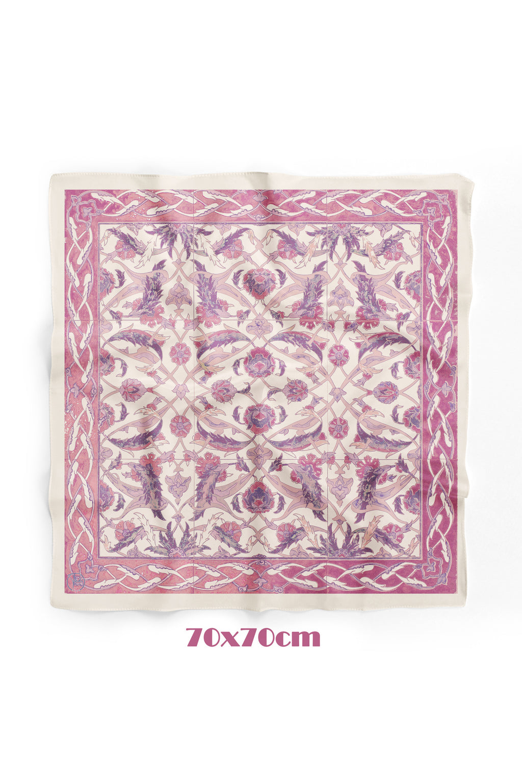 Pudra Saray Desen 70*70cm Bandana/Fular - Çok Renkli