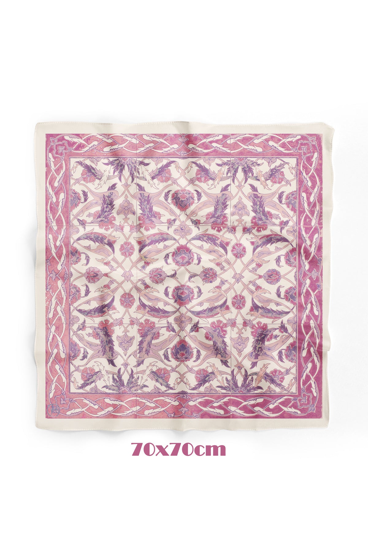 Pudra Saray Desen 70*70cm Bandana/Fular - Çok Renkli