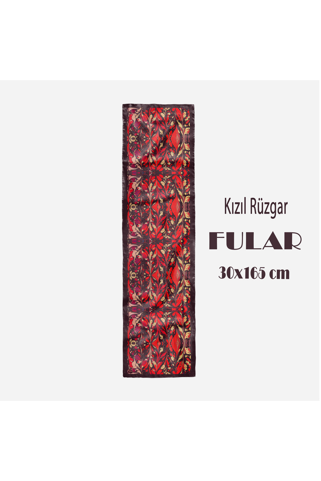 KIZIL RÜZGAR Desen Şık & Zarif Kadın Aksesuarı Saten Fular 30x165cm - görsel 4