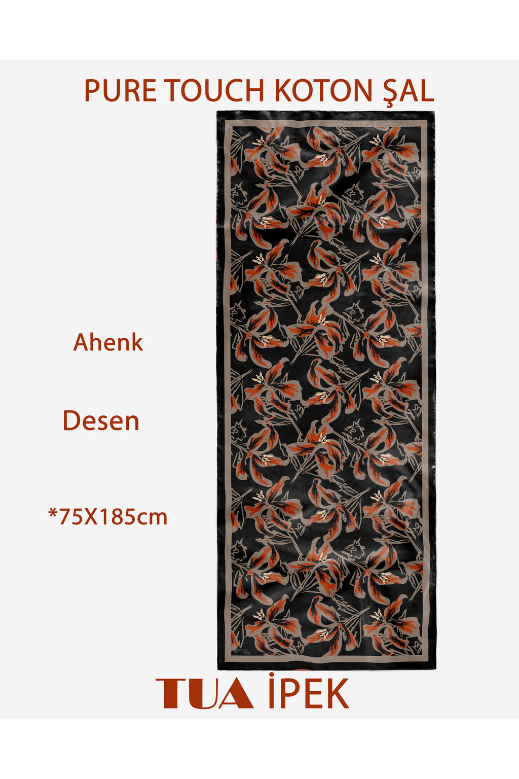 Vivid Floral Desen Pure Touch Koton Şal 75x185cm - görsel 2