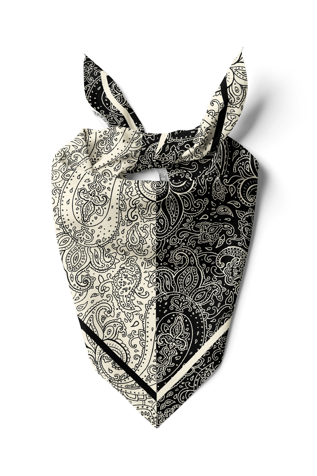 Black And Cream Paisley Desen 55x55cm Bandana/Fular - görsel 2