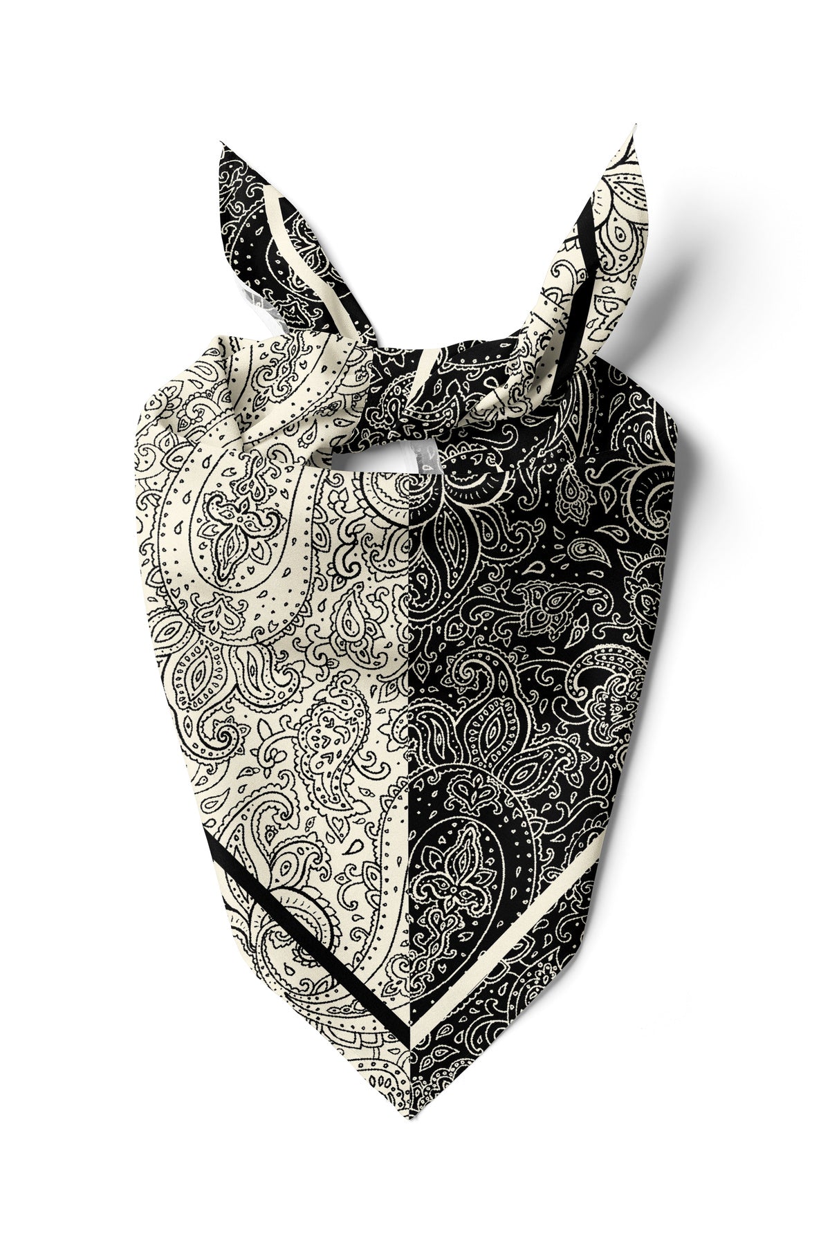 Black And Cream Paisley Desen 55x55cm Bandana/Fular - görsel 2