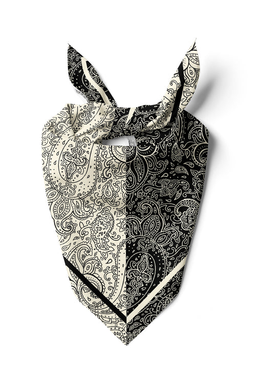 Black And Cream Paisley Desen 55x55cm Bandana/Fular - görsel 2