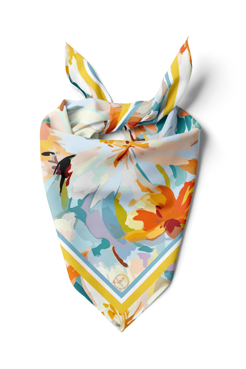 Güneş Işığı Bahçesi Desen 55x55cm Bandana/Fular - Çok Renkli
