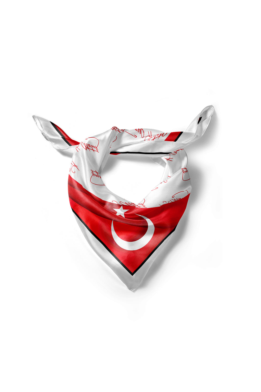 K.Atatürk İmzalı Türk Bayrağı Desen Bandana/Fular - görsel 5