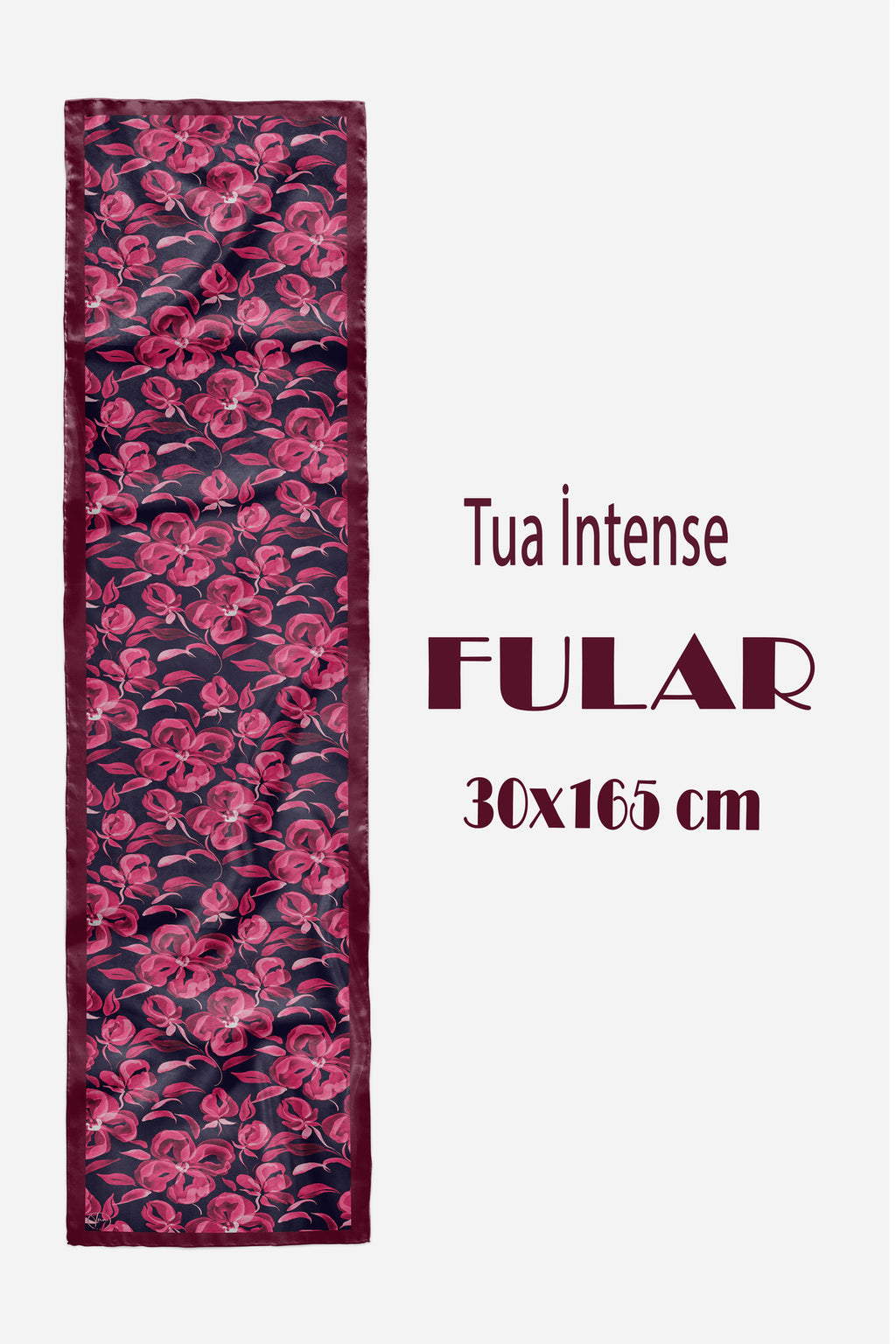 TUA İNTENSE Desen Şık & Zarif Kadın Aksesuarı Saten Fular 30x165cm - görsel 2