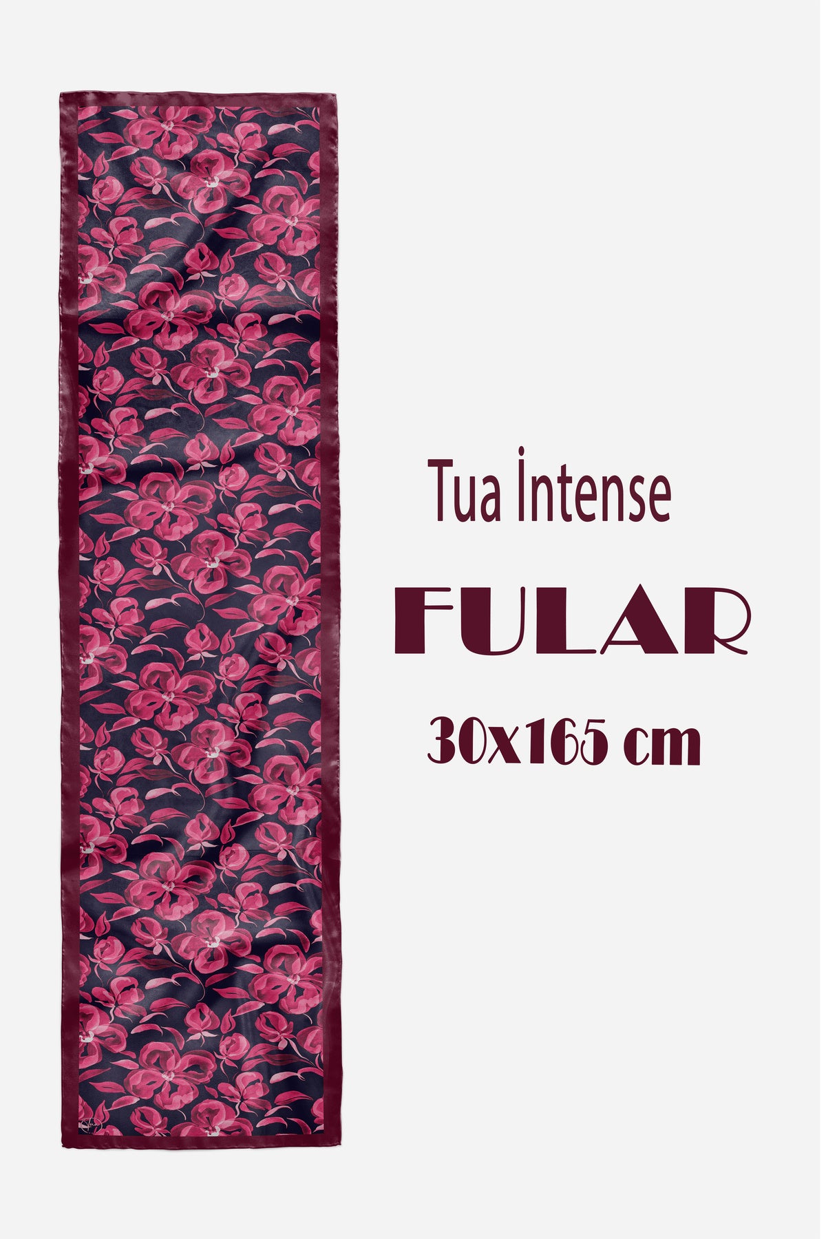 TUA İNTENSE Desen Şık & Zarif Kadın Aksesuarı Saten Fular 30x165cm - görsel 2