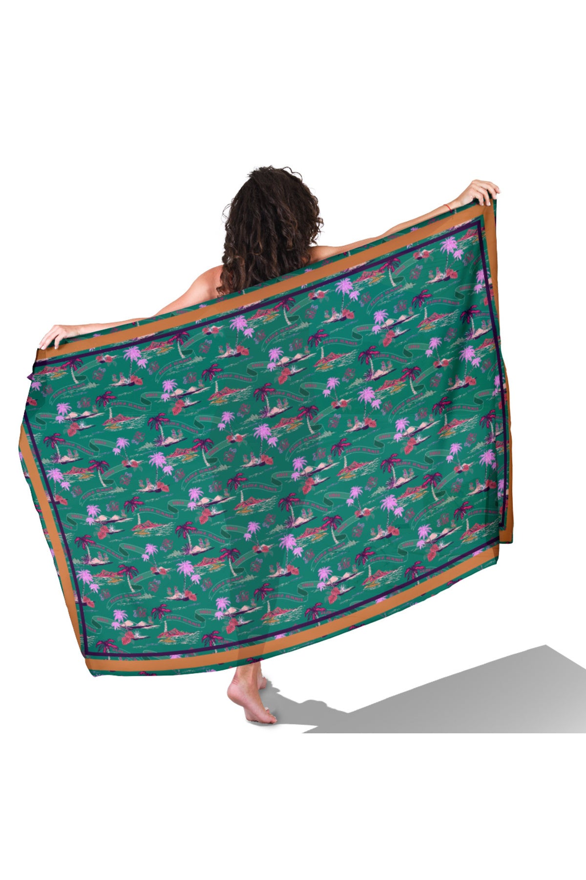 RETRO TROPIC Desen İç göstermeyen Saten PAREO - Çok Renkli