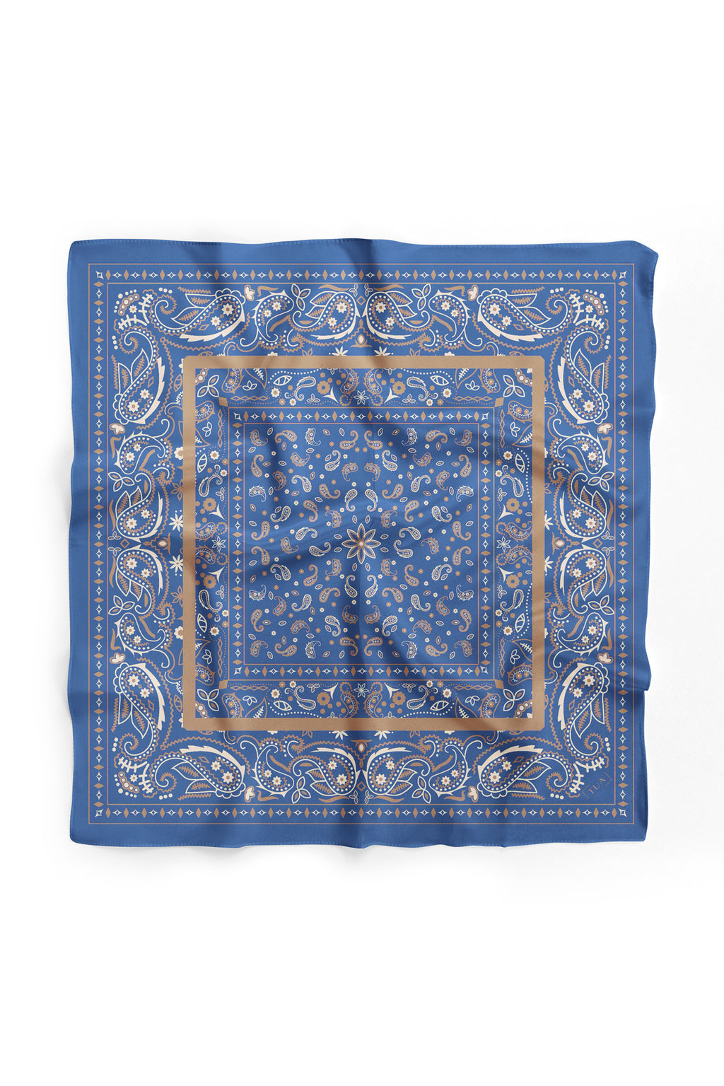 Royal Frame Desen 60x60 cm Viskon Modal Unısex Bandana/Fular - Mavi