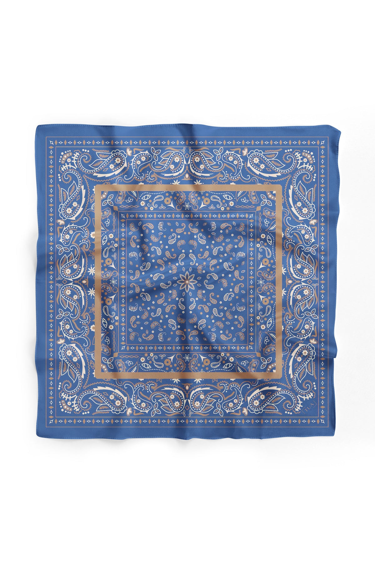Royal Frame Desen 60x60 cm Viskon Modal Unısex Bandana/Fular - Mavi