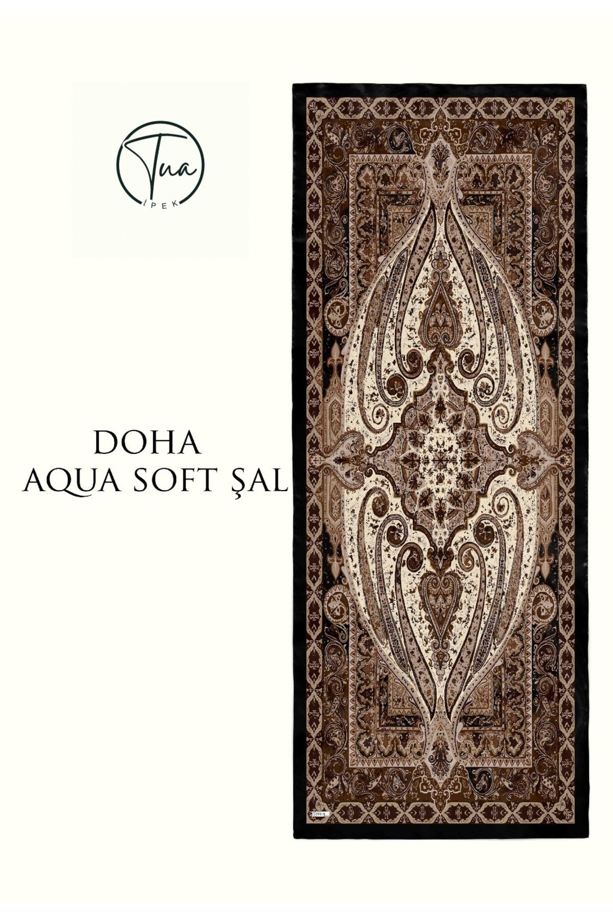DOHA AQUA SOFT COTON ŞAL - ETNİK Desenli - Siyah