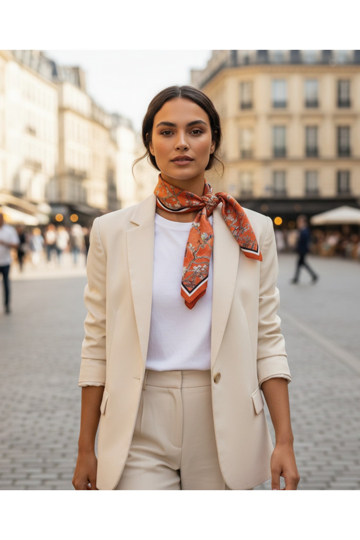ORANGE BLOSSOM Desen 70*70cm Bandana/Fular - görsel 3