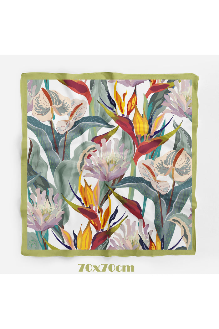 Ada Çiçekleri Desen 70*70cm Bandana/Fular - Çok Renkli