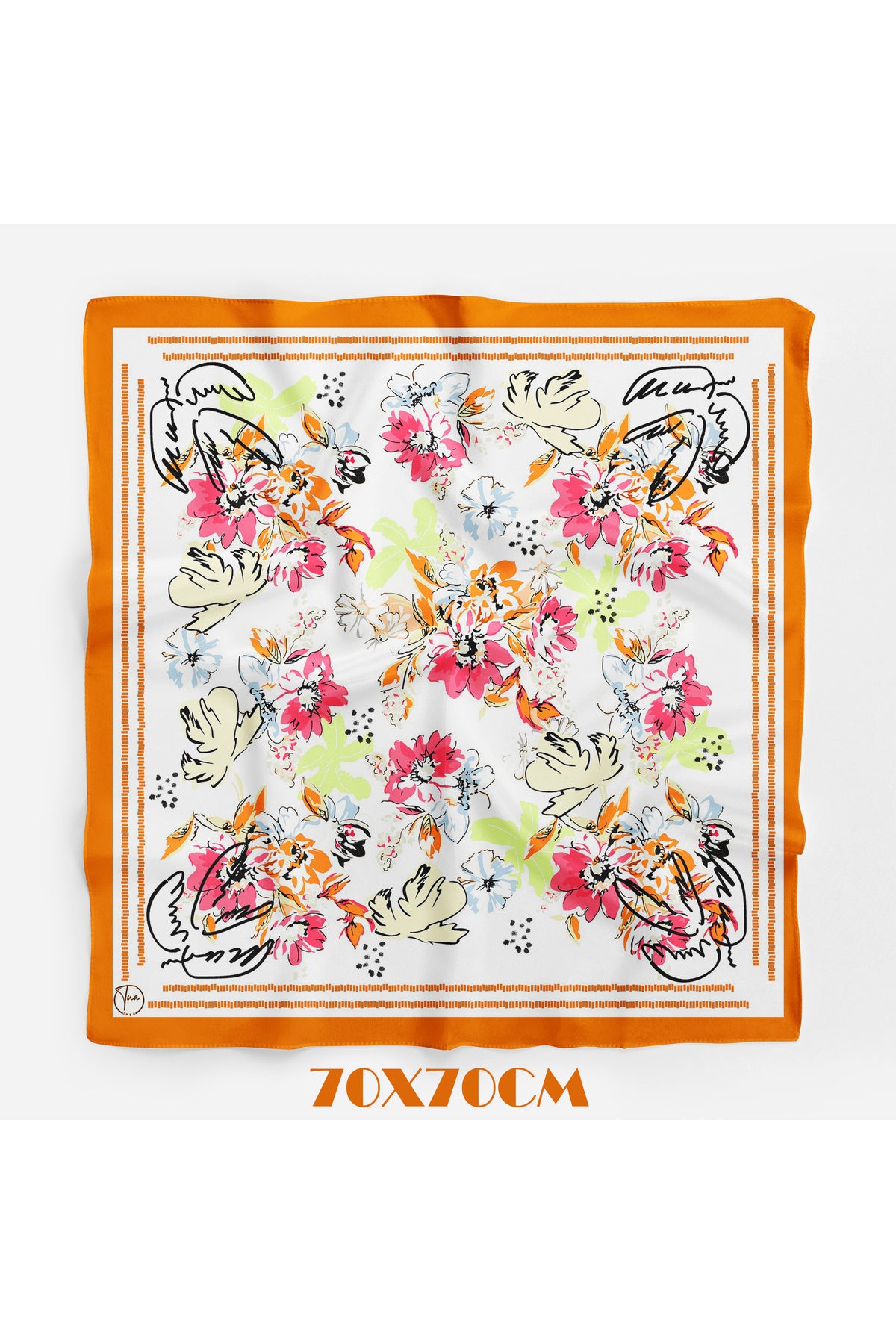 NEŞELİ BAHAR Desen 70*70cm Bandana/Fular - Çok Renkli