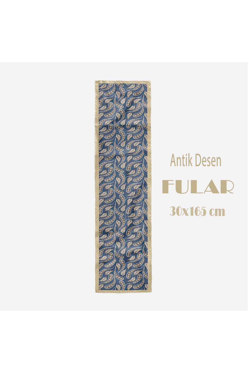Antik Desen Kadın Saten Fular 30x165cm - görsel 2