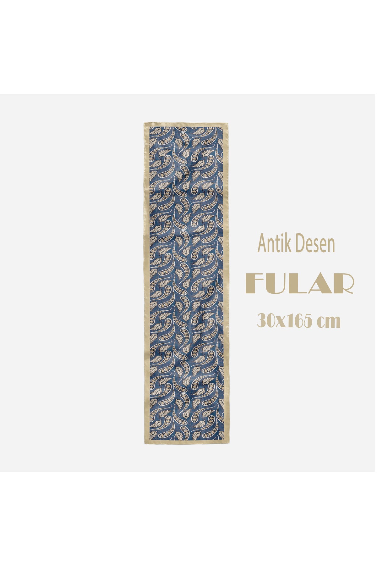 Antik Desen Kadın Saten Fular 30x165cm - görsel 2