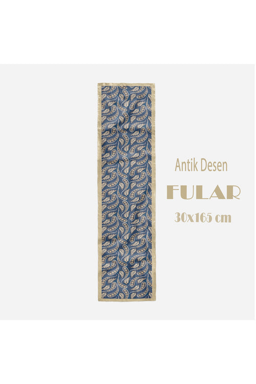 Antik Desen Kadın Saten Fular 30x165cm - görsel 2