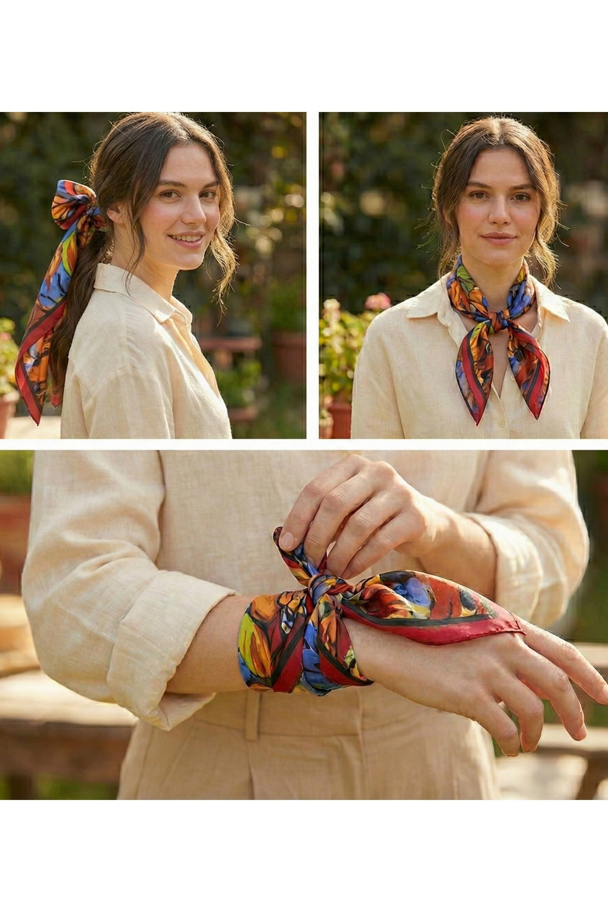 Renk Fırtınası Desen 55x55cm Bandana/Fular - görsel 5