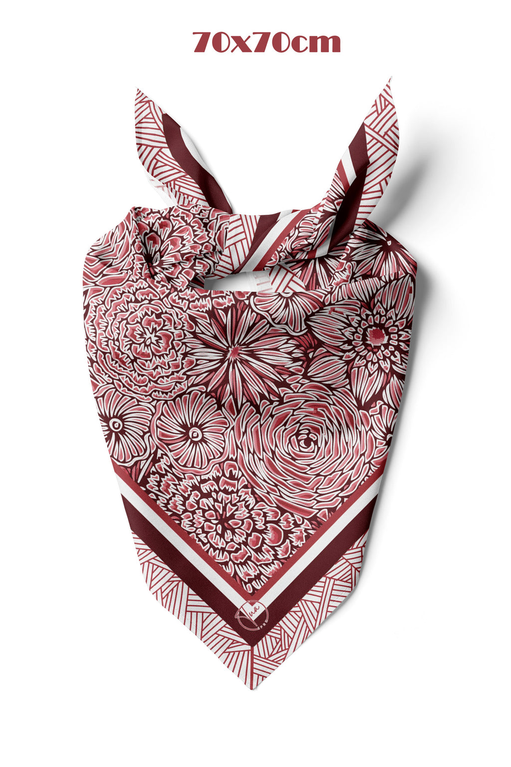 Bordo Bloom Desen 70*70cm Bandana/Fular - Bordo
