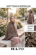 Leopar Desen Touch Soft Koton Şal 75x185cm - Siyah