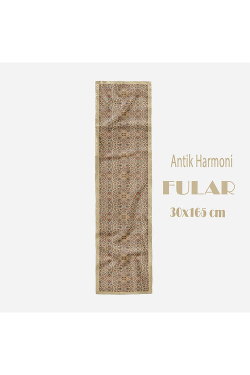 Antik Harmoni Desen Kadın Saten Fular 30x165cm - görsel 2