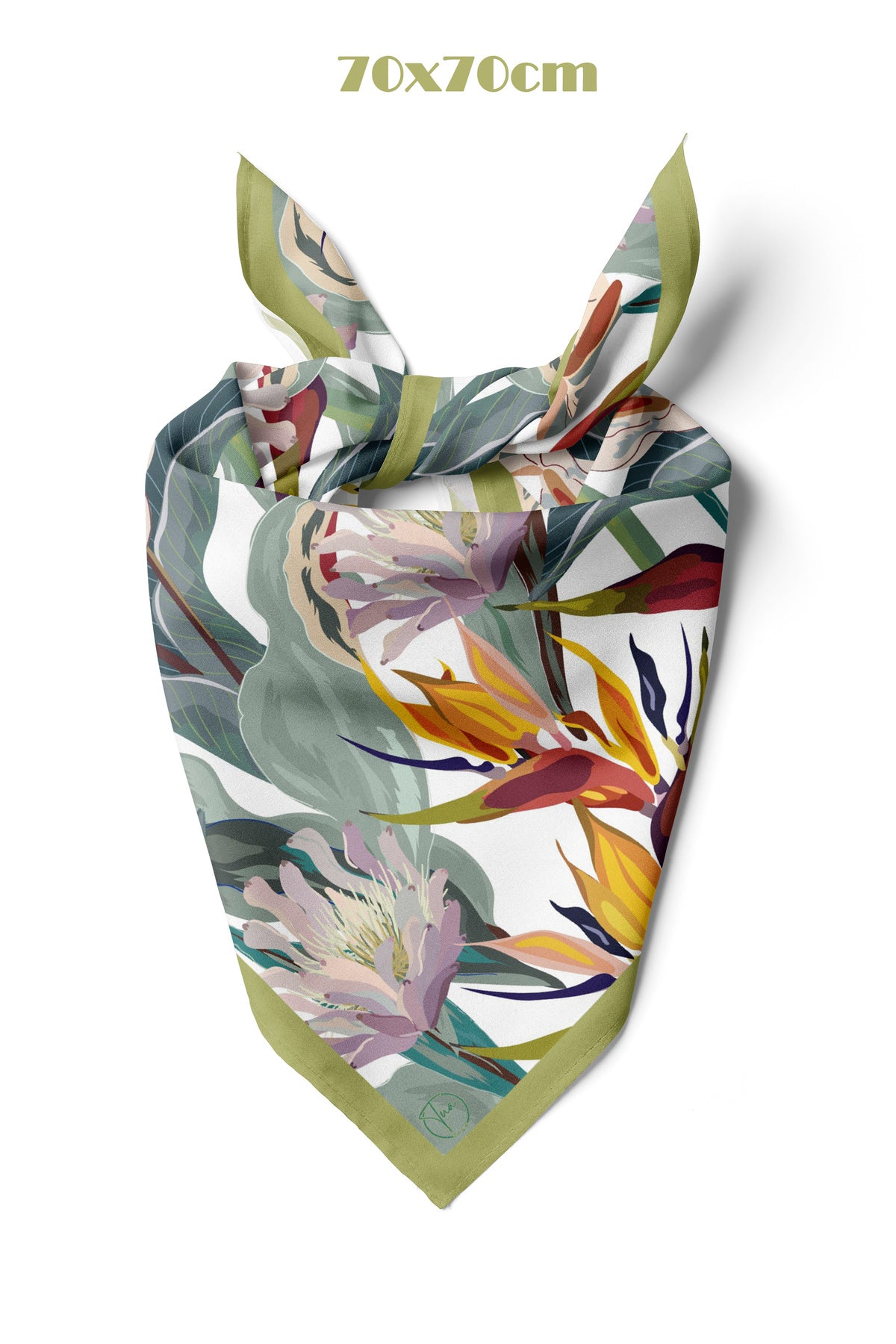 Ada Çiçekleri Desen 70*70cm Bandana/Fular - görsel 2