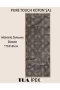 Mühürlü Dokuma Desen Pure Touch Koton Şal 75x185cm - Siyah-vizon