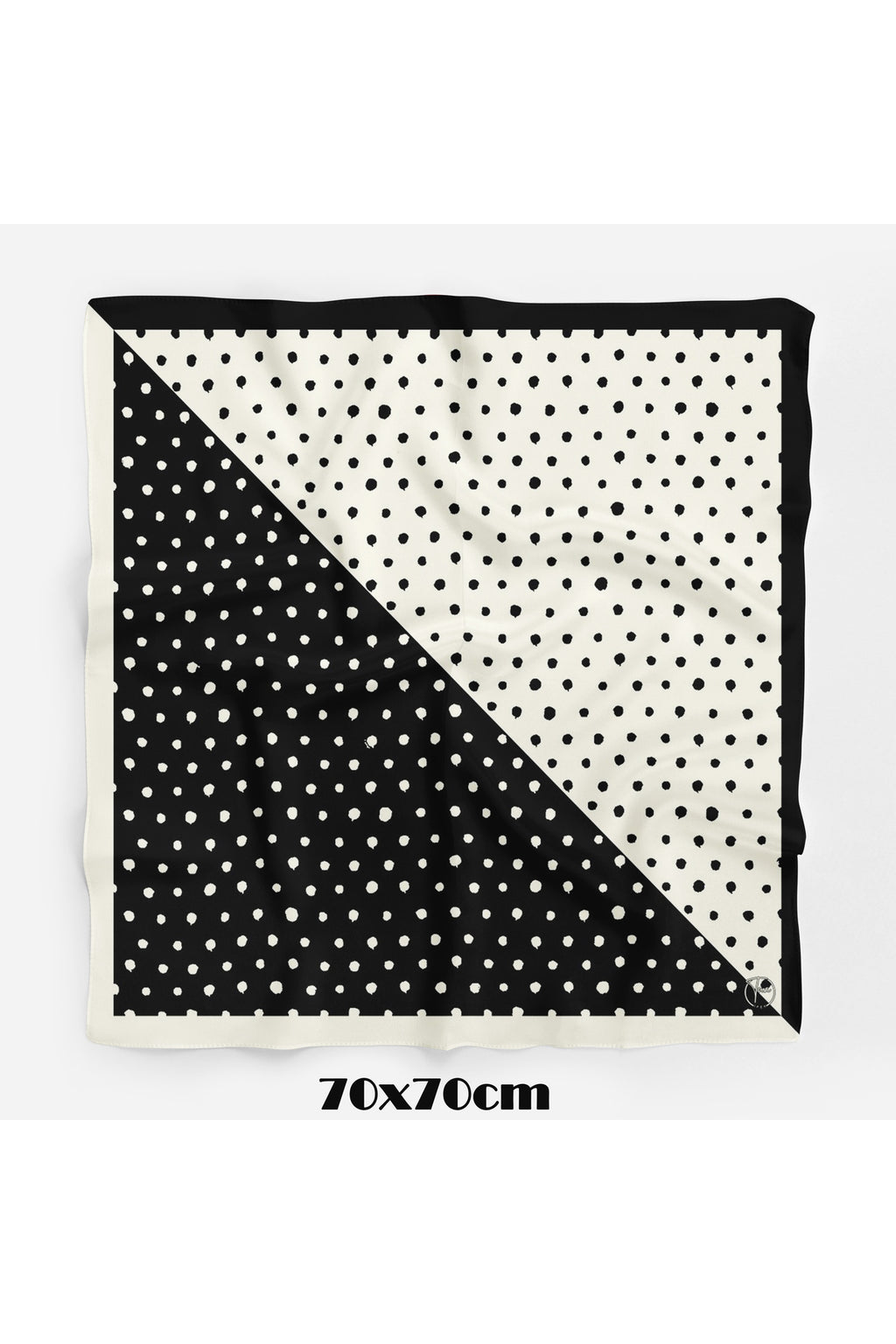 İkilem Puantiye Desen 70*70cm Bandana/Fular - Siyah