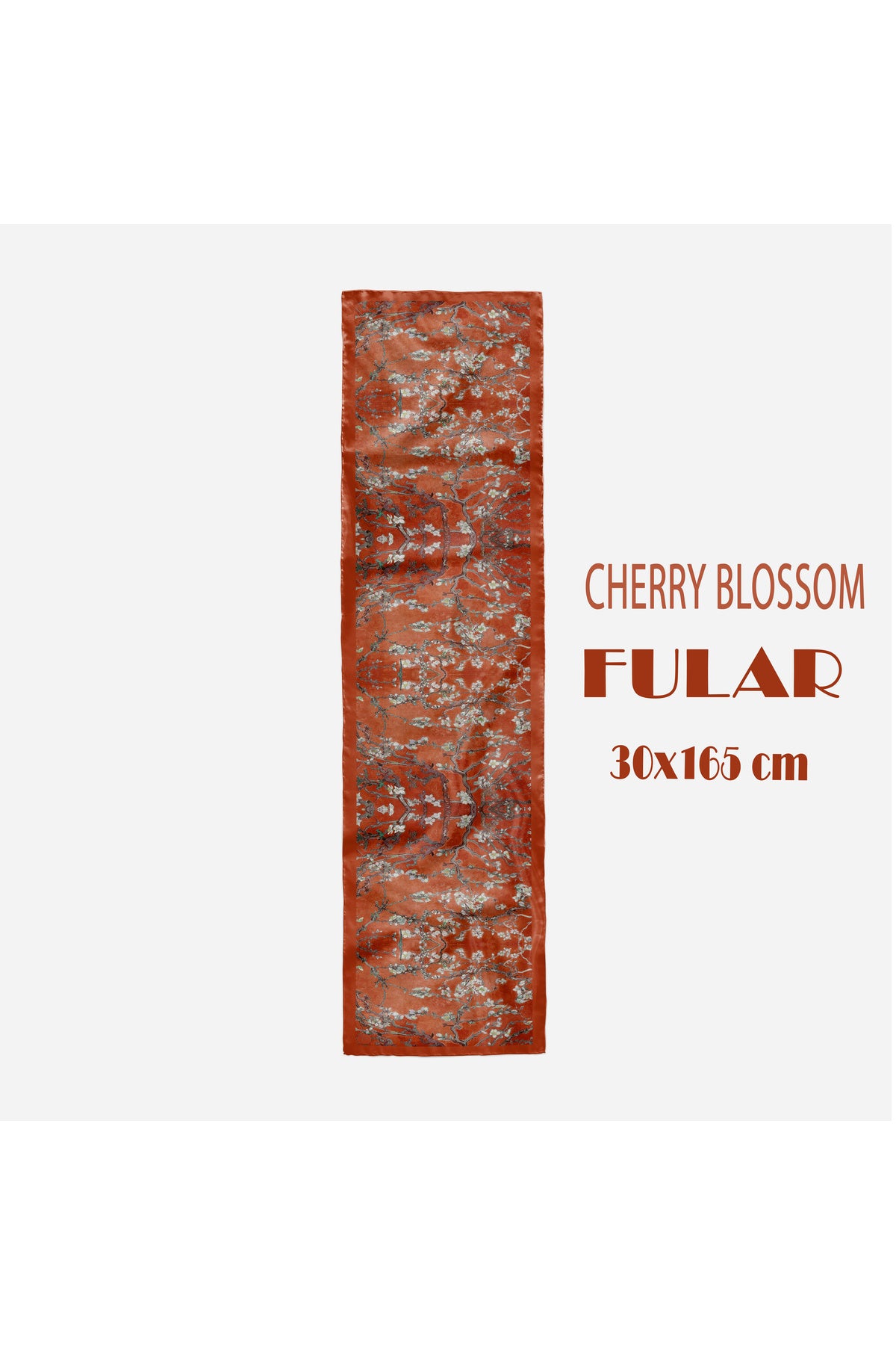 ORANGE BLOSSOM Desen Şık & Zarif Kadın Aksesuarı Saten Fular 30x165cm - görsel 2