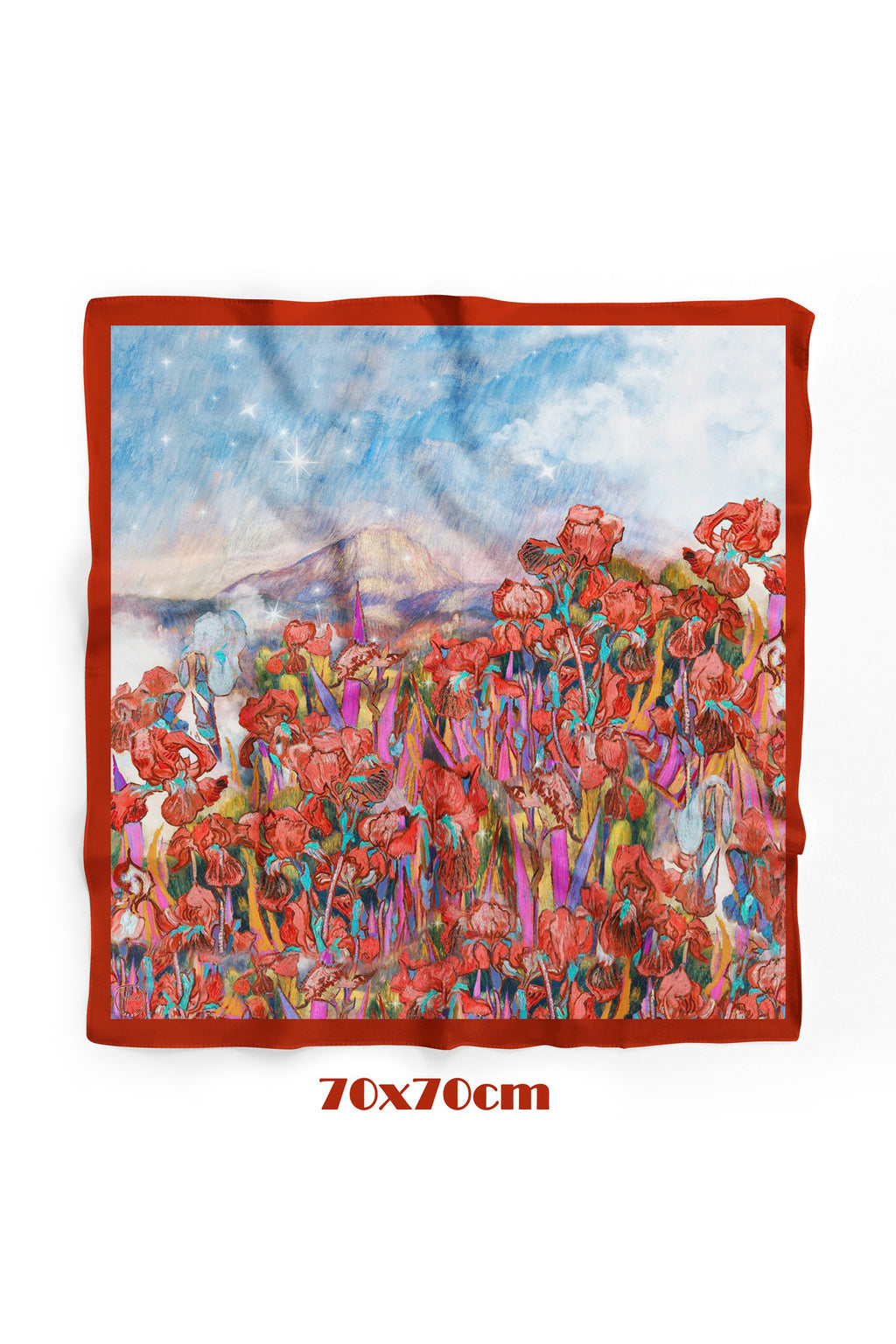 Süsen Bahçesi Kiremit Desen 70*70cm Bandana/Fular - görsel 2