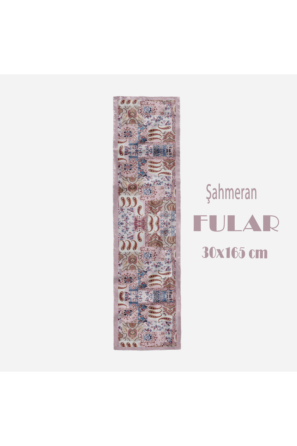 Şahmeran Desen Kadın Saten Fular 30x165cm - görsel 2