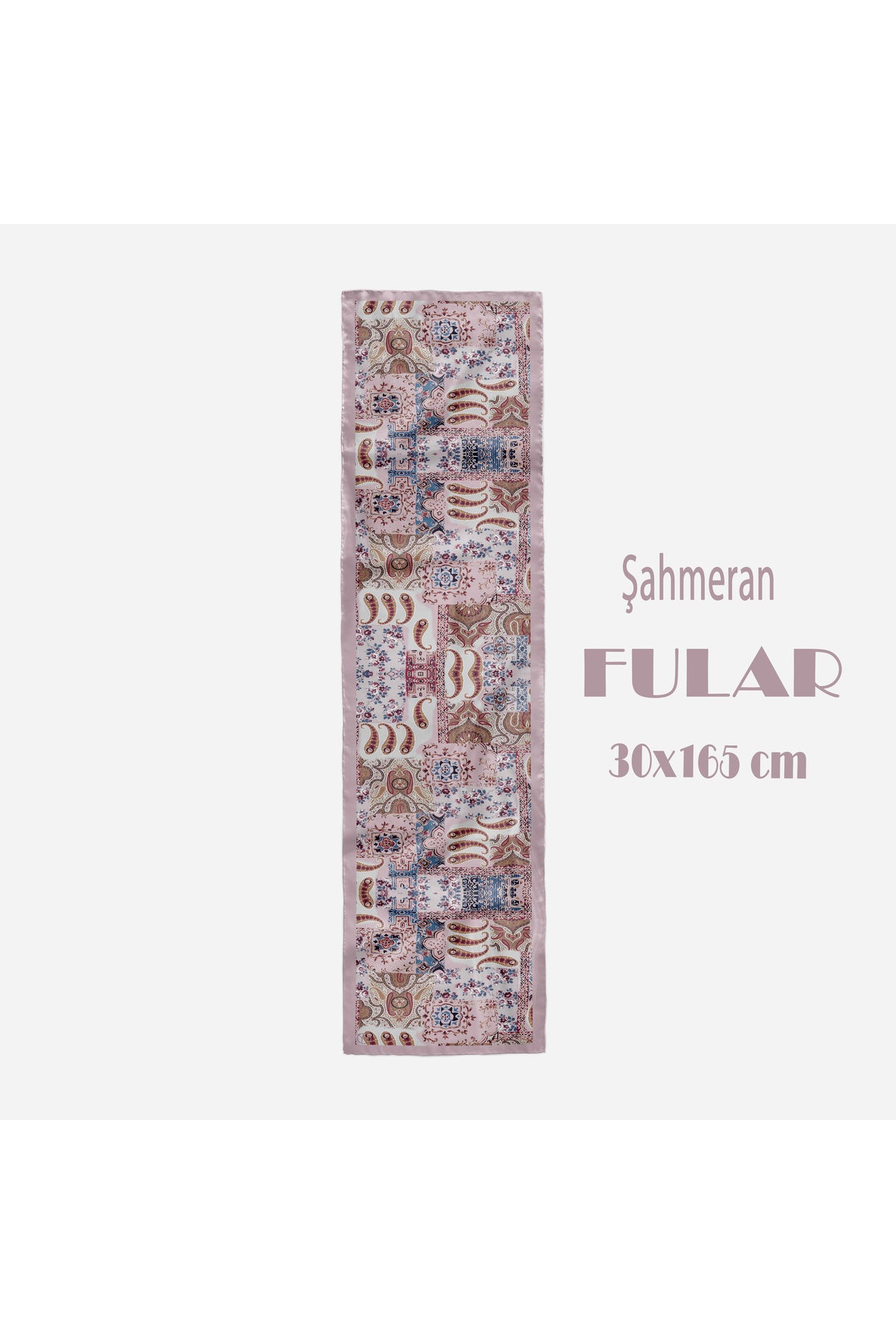 Şahmeran Desen Kadın Saten Fular 30x165cm - görsel 2