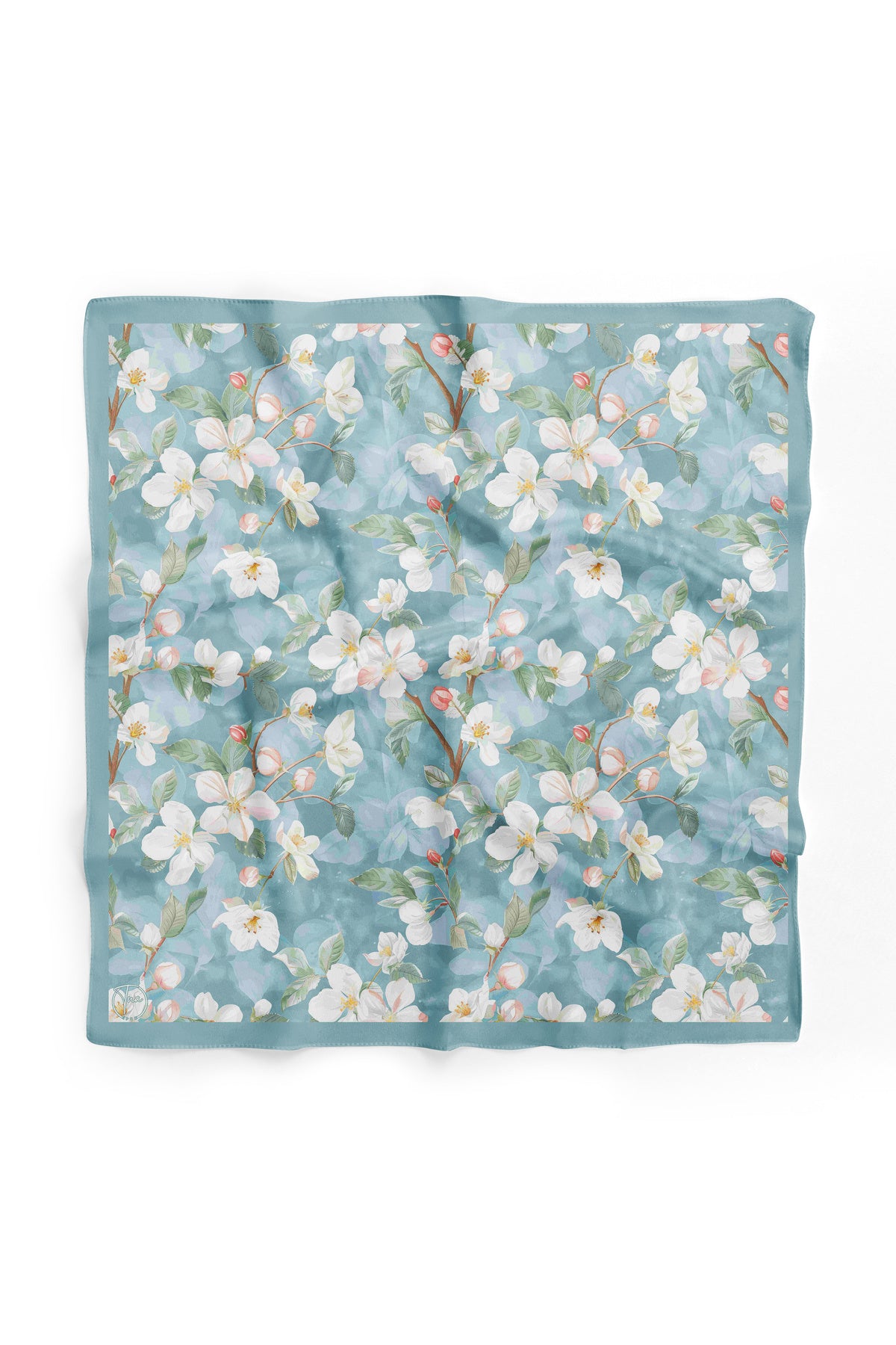 Beyaz Zambak Desen 55x55cm Bandana/Fular - görsel 2