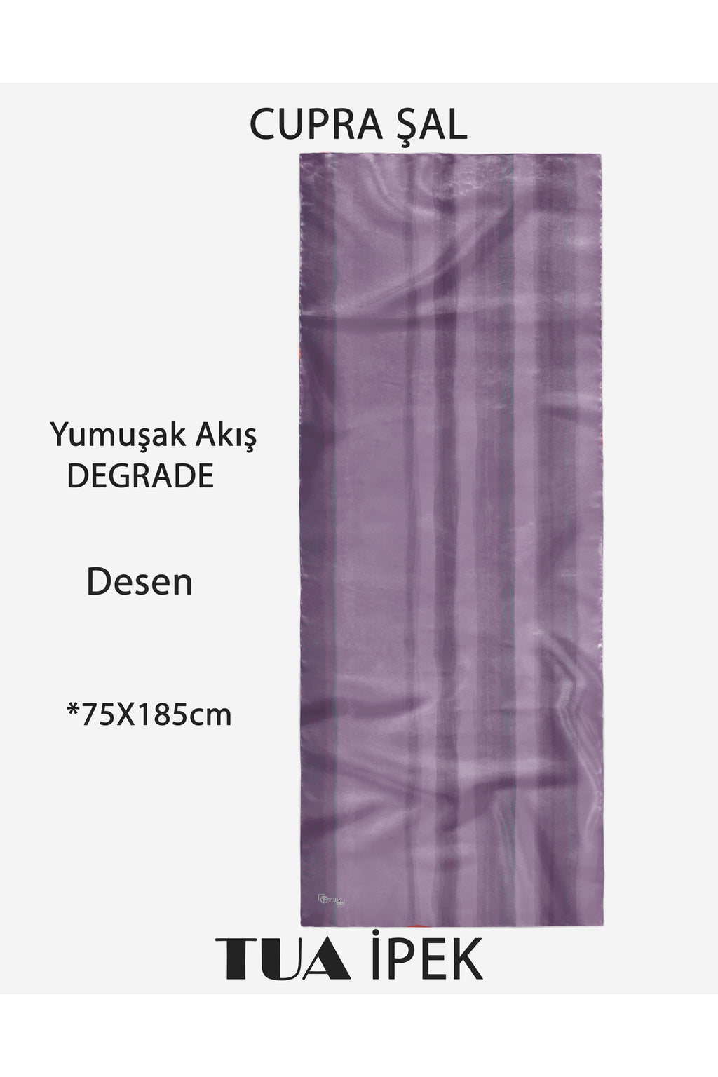 Degrade Desen CUPRA Kalite Fransız İpeği Şal 70x180cm - görsel 2