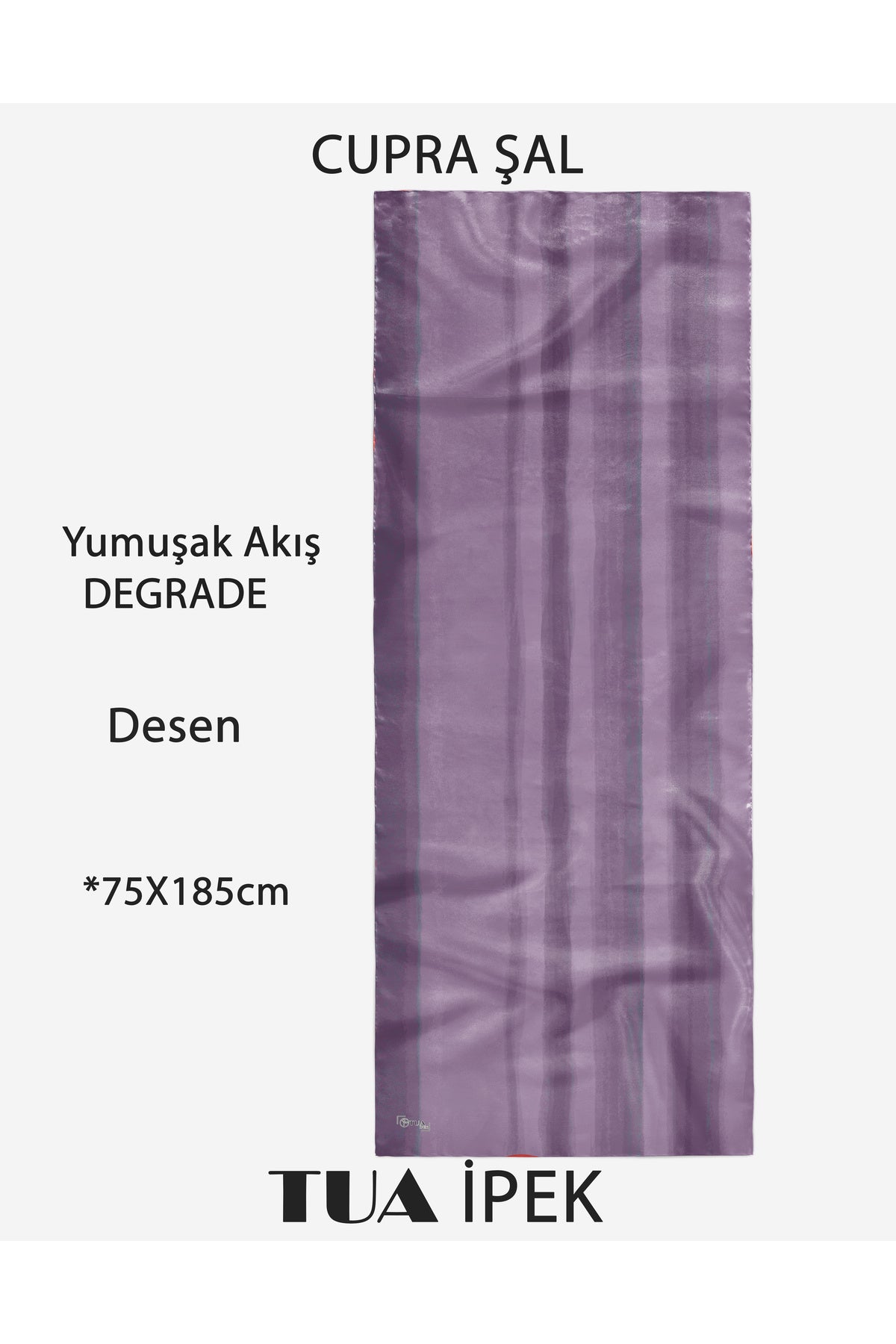 Degrade Desen CUPRA Kalite Fransız İpeği Şal 70x180cm - görsel 2