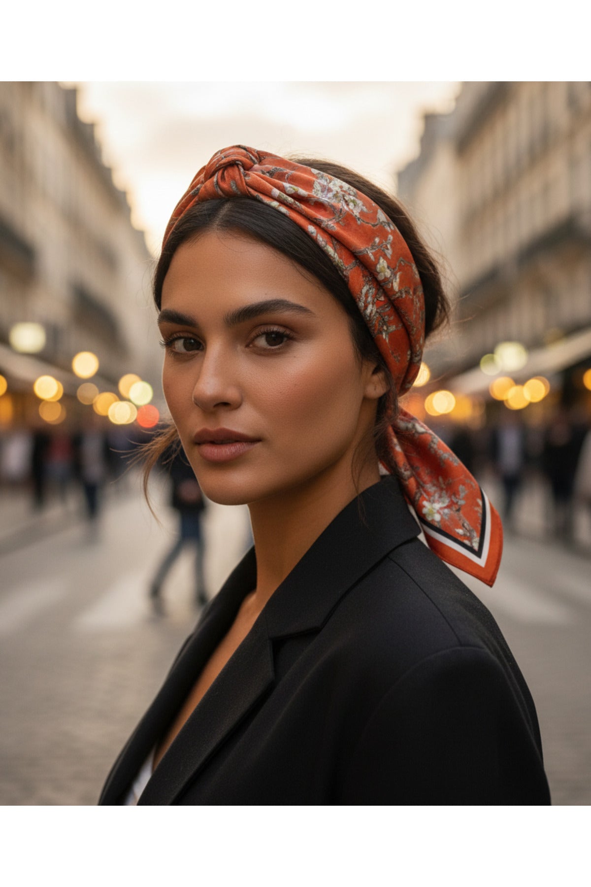 ORANGE BLOSSOM Desen 70*70cm Bandana/Fular - görsel 5