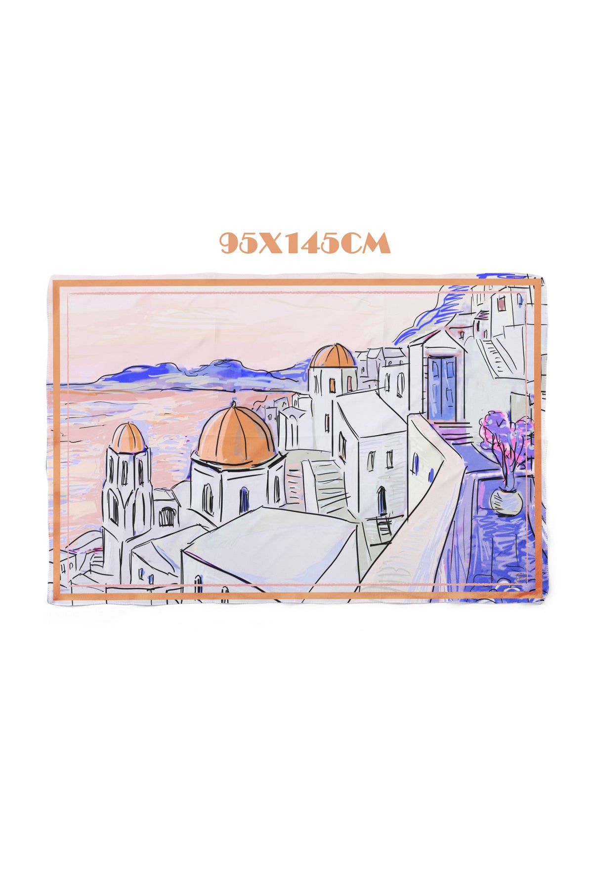 SANTORİNİ DREAMS TURUNCU Desen İç göstermeyen Saten PAREO - görsel 2