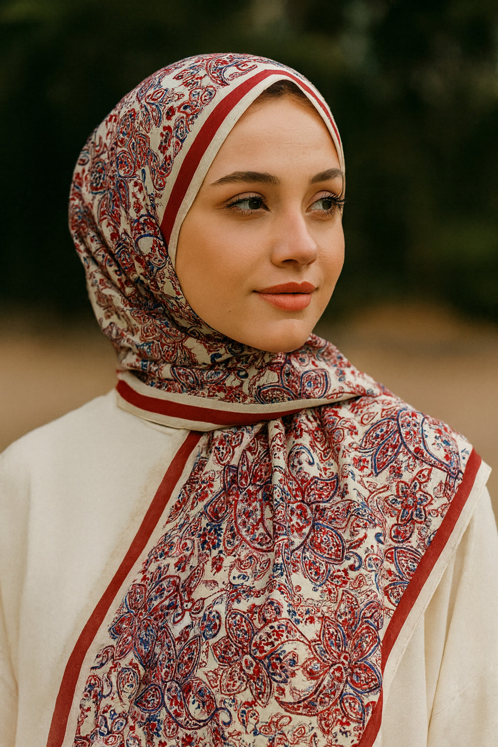 HÜMAYUN Etnik Desen Pure Touch Koton Şal 75x185cm - Bordo